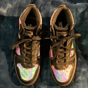 High top iridescent sneakers size 10 women